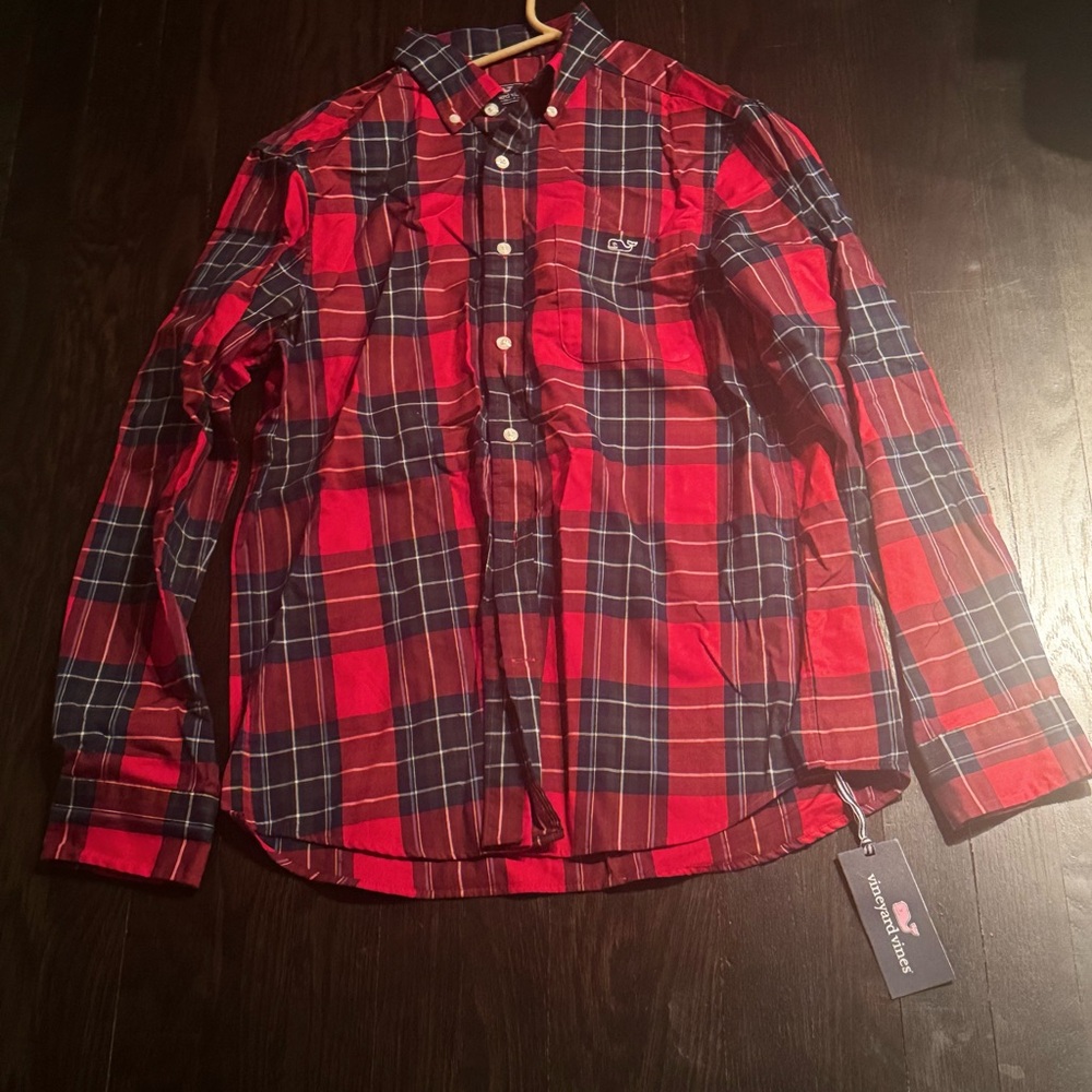 Vineyard Vines Nautical Red Tartan Twill Shirt